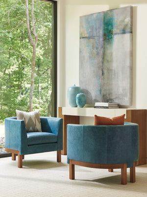 Sonata Premium Leather Accent Chair Mid-century Modern Style for Living Room
