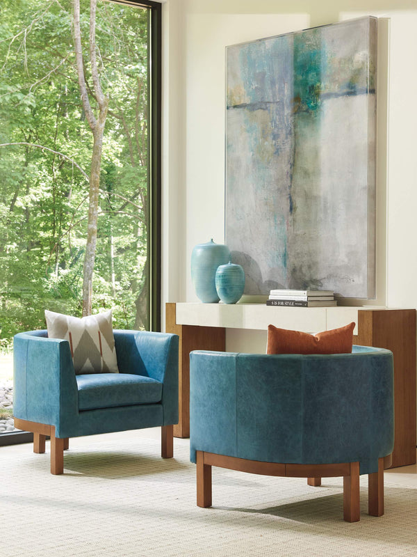Sonata Premium Leather Accent Chair Mid-century Modern Style for Living Room