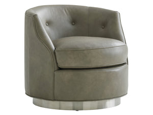 Lexington Piper Leather Swivel Chair - Modern Traditional Design With Ultra Down Cushion & Brushed Pewter Base   Ll7238-11sw-40