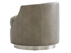 Lexington Piper Leather Swivel Chair - Modern Traditional Design With Ultra Down Cushion & Brushed Pewter Base   Ll7238-11sw-40