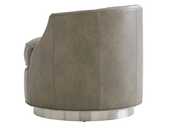 Lexington Piper Leather Swivel Chair - Modern Traditional Design With Ultra Down Cushion & Brushed Pewter Base   Ll7238-11sw-40