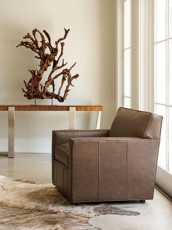 Lexington Ardsley Leather Chair - Contemporary Elegance With Zebrano Veneers And Ultra Down Comfort Seat Cushion   Ll7243-11-40