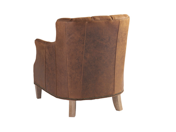 Lexington Tommy Bahama Home Princeton Leather Chair - Global Transitional Design With Knotty Oak, Aged Bronze & Unique Accents Newcastle  Ll7244-11-40
