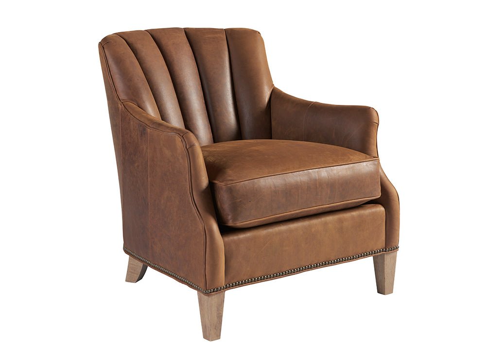 Lexington Tommy Bahama Home Princeton Leather Chair - Global Transitional Design With Knotty Oak, Aged Bronze & Unique Accents Newcastle  Ll7244-11-40