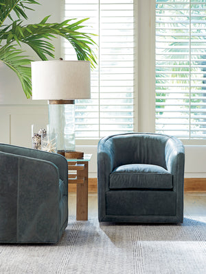 Lexington Tommy Bahama Home Colton Leather Swivel Chair - Global Transitional Design With Aged Bronze Accents And Ultra Comfort Newcastle  Ll7277-11sw-40