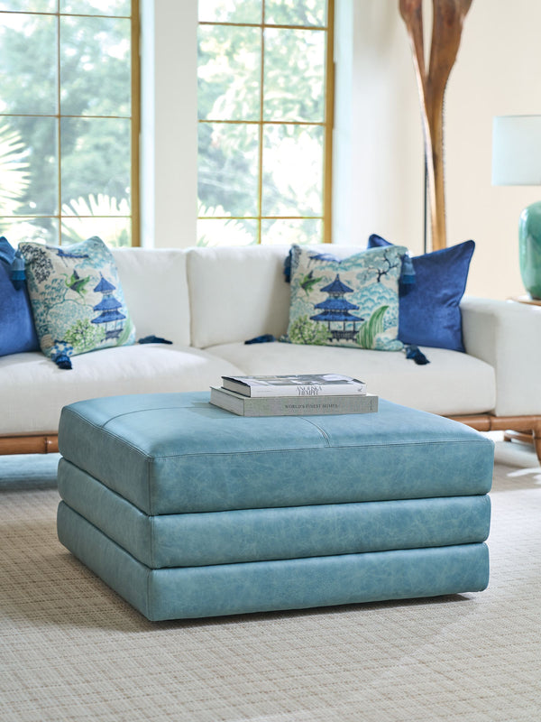 Lexington Brickell Square Leather Ottoman with Nailhead Trim for Living Room Seating LL7283-44-60