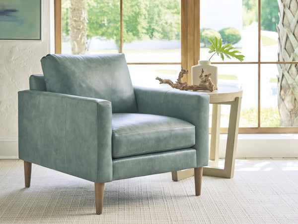 Lexington Tommy Bahama Home Marcella Leather Chair - Contemporary Design With White Oak, Ultra Down Seat Cushion & Elegant Accents   Ll7305-11-40