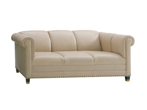 Lexington Springfield Leather Sofa - Luxe Transitional Elegance With Satin Gold Accents And Timeless Style   Ll7543-31-40