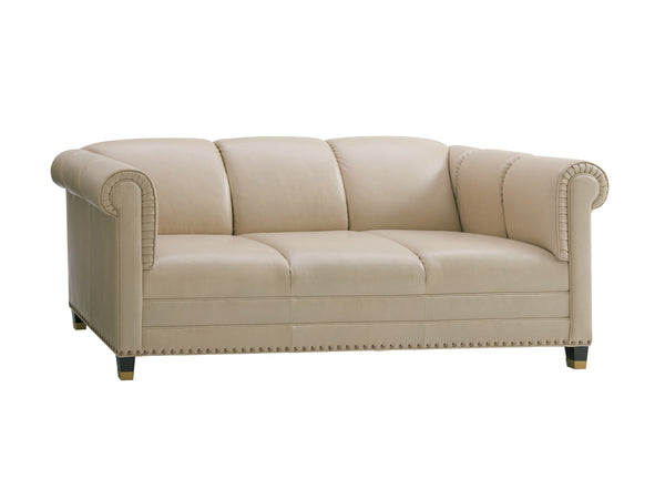 Lexington Springfield Leather Sofa - Luxe Transitional Elegance With Satin Gold Accents And Timeless Style   Ll7543-31-40