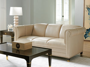 Lexington Springfield Leather Sofa - Luxe Transitional Elegance With Satin Gold Accents And Timeless Style   Ll7543-31-40