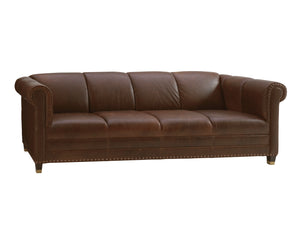 Lexington Springfield Leather Sofa - Luxe Transitional Elegance With Satin Gold Accents And Timeless Style   Ll7543-33-40