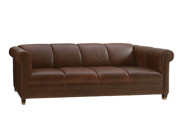 Lexington Springfield Leather Sofa - Luxe Transitional Elegance With Satin Gold Accents And Timeless Style   Ll7543-33-40