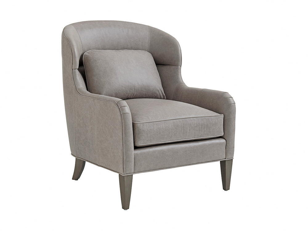 Lexington Chaffery Leather Chair - Elegant Modern Luxe Design With Platinum Finish And Sophisticated Accents   Ll7648-11-40