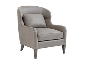 Lexington Chaffery Leather Chair - Elegant Modern Luxe Design With Platinum Finish And Sophisticated Accents   Ll7648-11-40