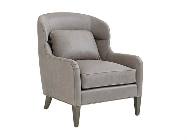 Lexington Chaffery Leather Chair - Elegant Modern Luxe Design With Platinum Finish And Sophisticated Accents   Ll7648-11-40