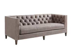 Lexington Monaco Leather Sofa - Chic Modern Luxe Design With Hand-glazed Finish, Tufted Back, And Nailhead Trim   Ll7567-33-40