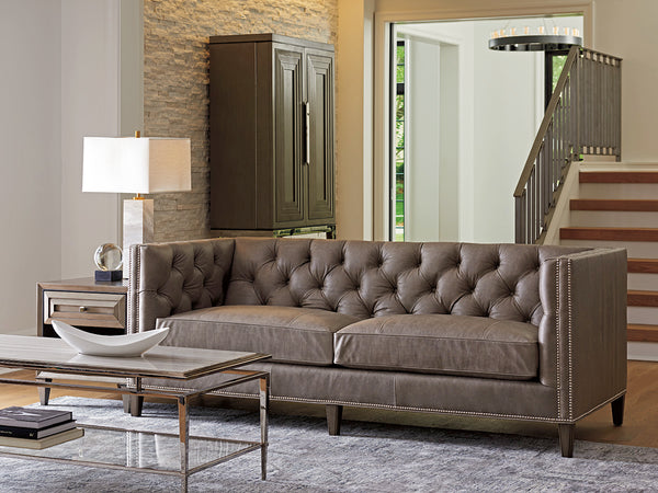 Lexington Camille Leather Sofa - Luxurious Modern Design With Hand-glazed Finish, Tufted Back & Elegant Accents   Ll7569-33-40