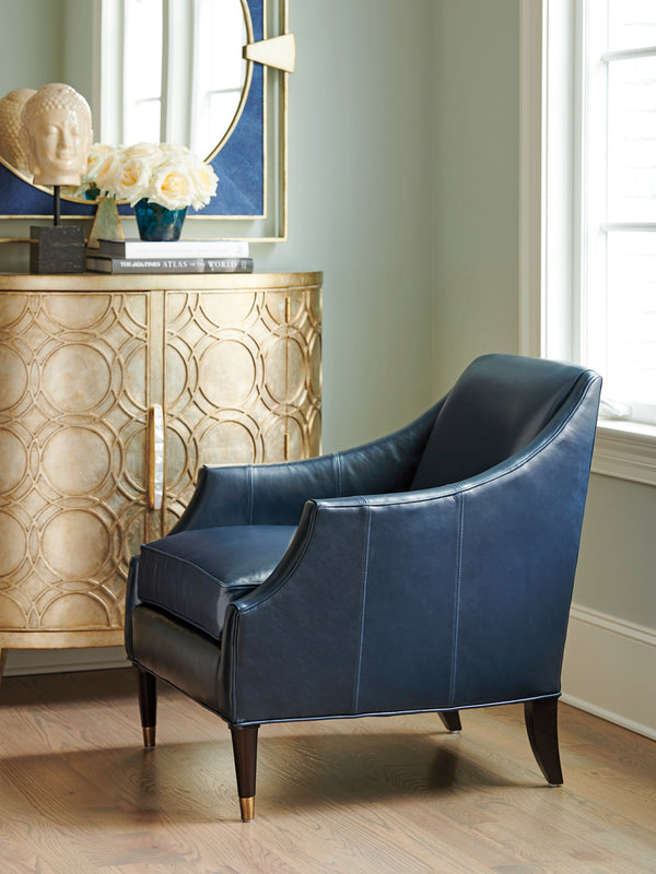Lexington Kerney Leather Chair - Luxe Transitional Design With Elegant Gold Accents And Ultra Comfort Seat Cushion   Ll7573-11-40