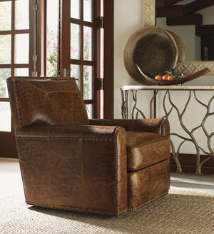 Lexington Tommy Bahama Home Stirling Park Leather Swivel Chair - Luxurious Upholstered Seating With Custom Fabric Options   Ll7576-11sw-40