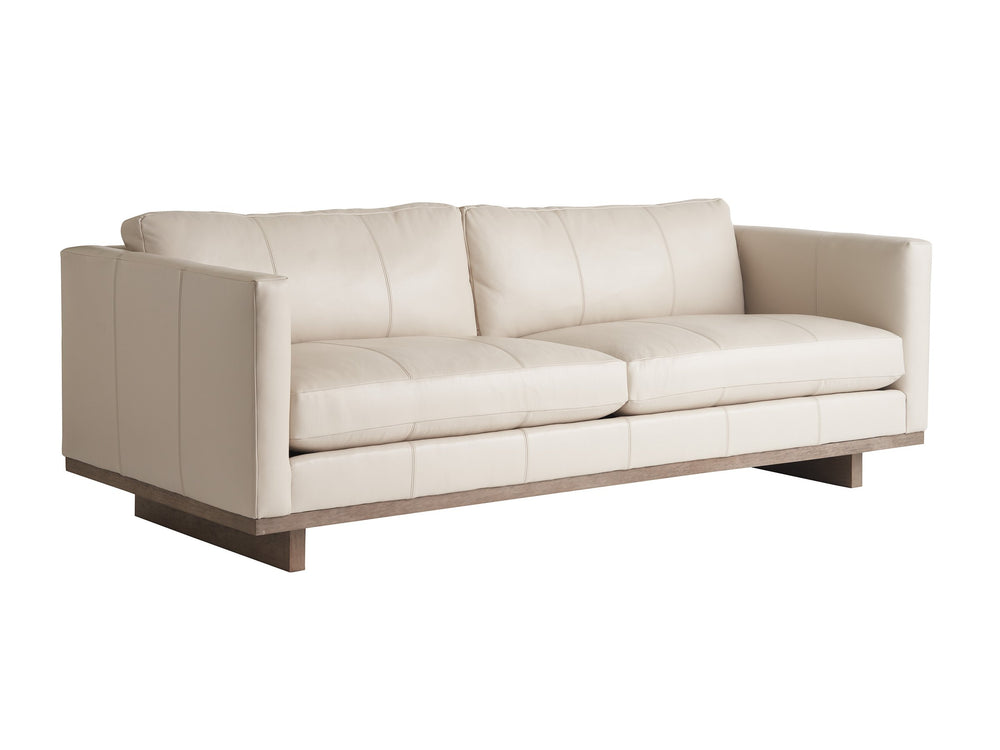 Lexington Brixton Leather Sofa with Wire-brushed Oak Accents for Coastal Living Rooms LL7585-33-60