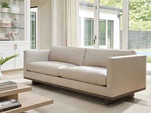 Lexington Brixton Leather Sofa with Wire-brushed Oak Accents for Coastal Living Rooms LL7585-33-60