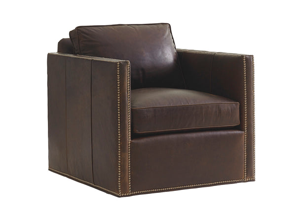 Lexington Hinsdale Leather Swivel Chair: Elegant Contemporary Design With Soft Fabrics And Urban Edge Charm   Ll7607-11sw-40