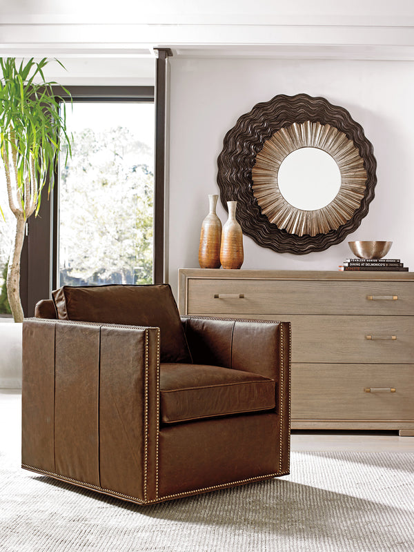 Lexington Simone Mirror - Contemporary Design With Asymmetrical Cast And Elegant Dark Walnut Finish For Your Home Shadow Mist  725-201