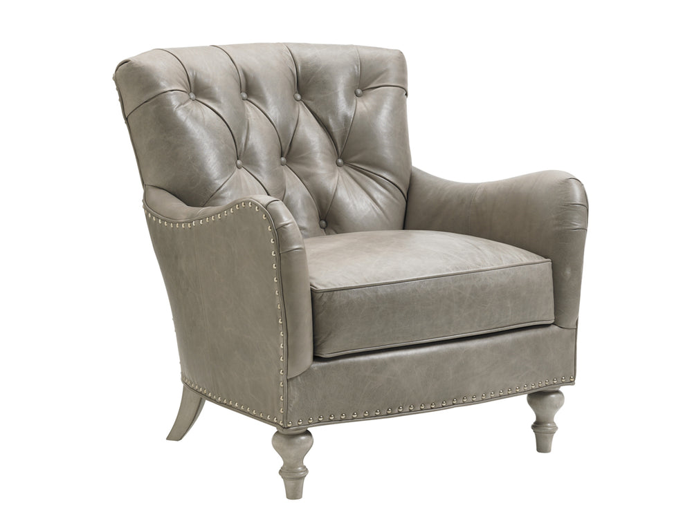 Lexington Westcott Leather Chair – Elegant Transitional Design With Tufted Back And Antique Pewter Accents   Ll7609-11-40