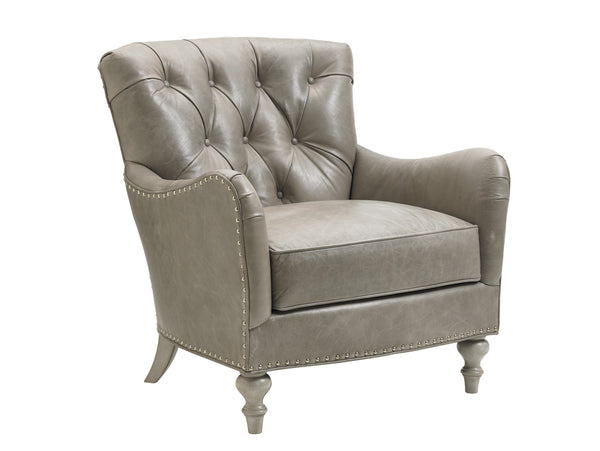Lexington Westcott Leather Chair – Elegant Transitional Design With Tufted Back And Antique Pewter Accents   Ll7609-11-40