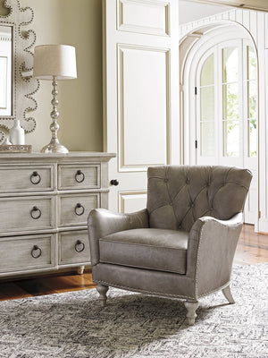 Lexington Westcott Leather Chair – Elegant Transitional Design With Tufted Back And Antique Pewter Accents   Ll7609-11-40
