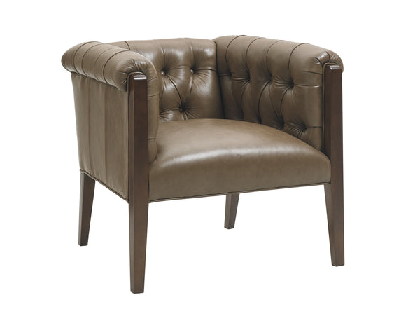 Lexington Brookville Leather Chair - Casual Transitional Design With Tufted Back And Sophisticated Oyster Finish   Ll7642-11-40