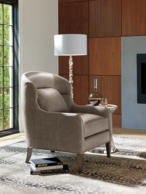Lexington Chaffery Leather Chair - Elegant Modern Luxe Design With Platinum Finish And Sophisticated Accents   Ll7648-11-40