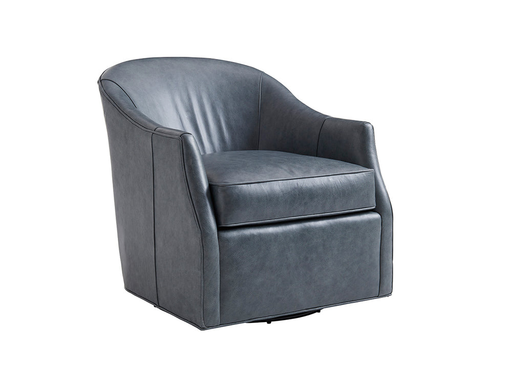 Lexington Escala Leather Swivel Chair - Luxurious Modern Design With Platinum Finish And Elegant Accents   Ll7657-11sw-40