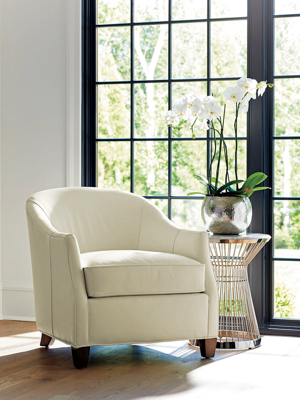 Lexington Escala Leather Chair - Luxurious Modern Design With Platinum Finish And Elegant Silver Accents   Ll7657-11-40