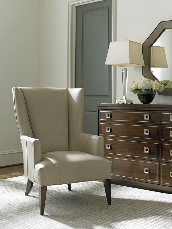 Lexington Riva Octagonal Mirror - Classic Contemporary Design With Faux Shagreen Panels And Walnut Frame Farrington  729-201