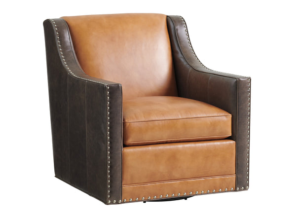 Lexington Hayward Leather Swivel Chair - Luxurious Comfort With Traditional Elegance And Artisan Craftsmanship   Ll7713-11sw-40