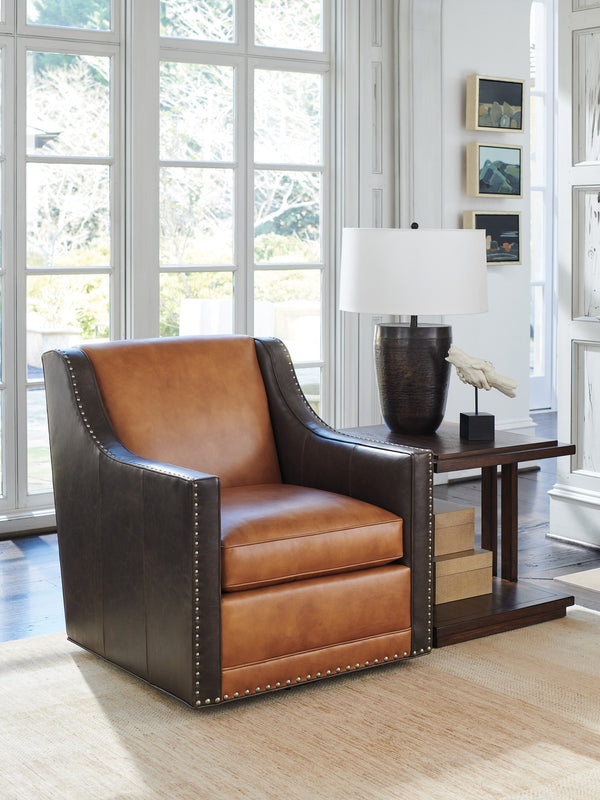 Lexington Hayward Leather Swivel Chair - Luxurious Comfort With Traditional Elegance And Artisan Craftsmanship   Ll7713-11sw-40