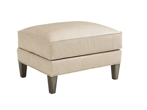 Lexington Turin Leather Ottoman - Chic Modern Luxe Design With Hand-glazed Platinum Finish And Sophisticated Accents   Ll7716-44-40