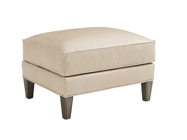 Lexington Turin Leather Ottoman - Chic Modern Luxe Design With Hand-glazed Platinum Finish And Sophisticated Accents   Ll7716-44-40