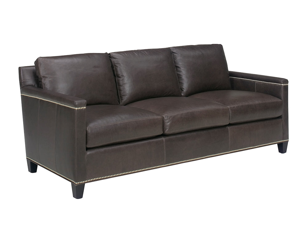 Lexington Strada Leather Sofa: Luxurious Upholstered Seating With Nailhead Trim For Elegant Home Design   Ll7728-33-40