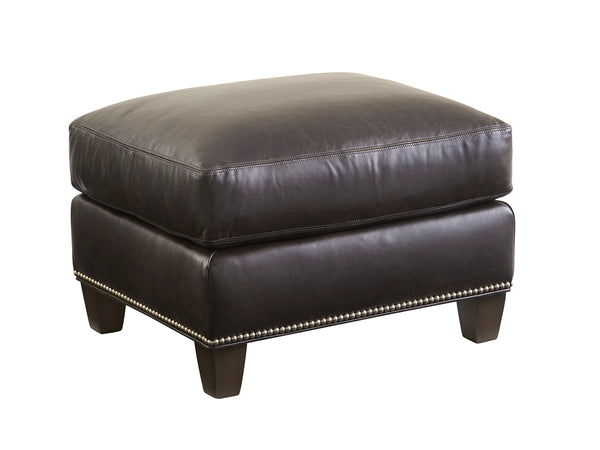Lexington Strada Leather Ottoman - Luxurious Upholstered Seating With Nailhead Trim For Elegant Home Décor   Ll7728-44-40