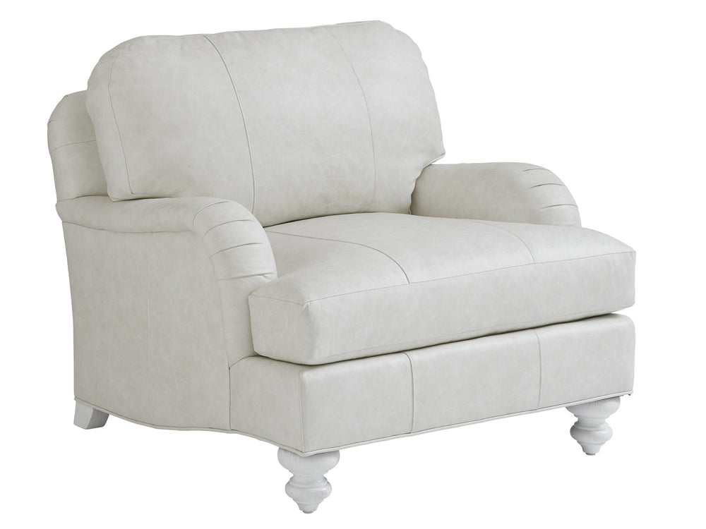 Lexington Tommy Bahama Home Gilmore Leather Arm Chair - Coastal Elegance In Shell White Finish With Relaxed Transitional Design   Ll7745-11-40