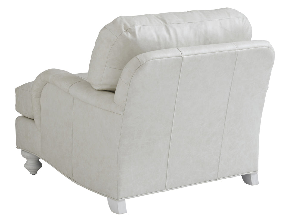 Lexington Tommy Bahama Home Gilmore Leather Arm Chair - Coastal Elegance In Shell White Finish With Relaxed Transitional Design   Ll7745-11-40