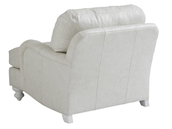 Lexington Tommy Bahama Home Gilmore Leather Arm Chair - Coastal Elegance In Shell White Finish With Relaxed Transitional Design   Ll7745-11-40