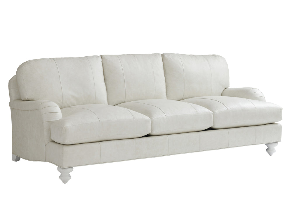 Lexington Tommy Bahama Home Gilmore Leather Arm Sofa - Coastal Elegance With Seashell Finish, Natural Materials & Ultra Comfort   Ll7745-33-40