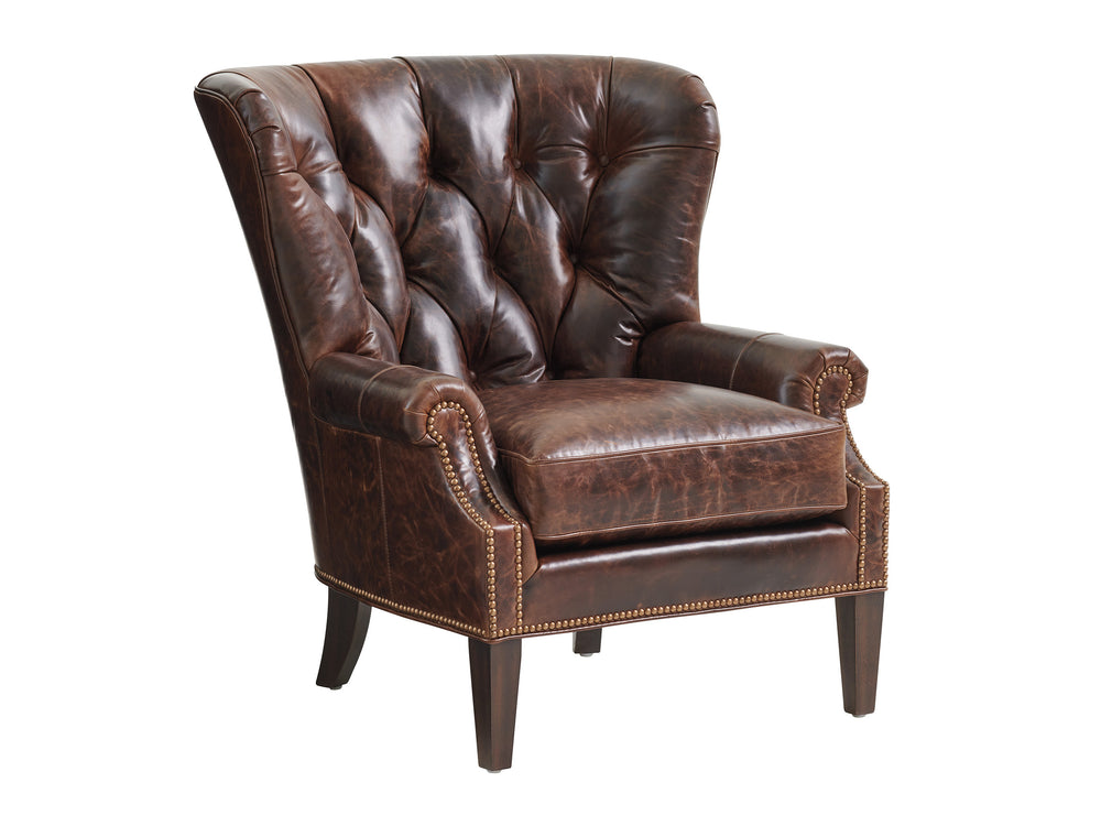 Lexington Atwater Leather Chair - Elegant Walnut Finish With Artisan Metal Bases For Timeless Interior Style   Ll7836-11-40