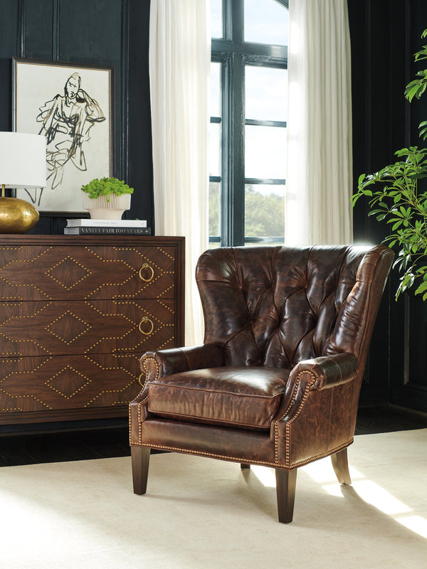 Lexington Atwater Leather Chair - Elegant Walnut Finish With Artisan Metal Bases For Timeless Interior Style   Ll7836-11-40