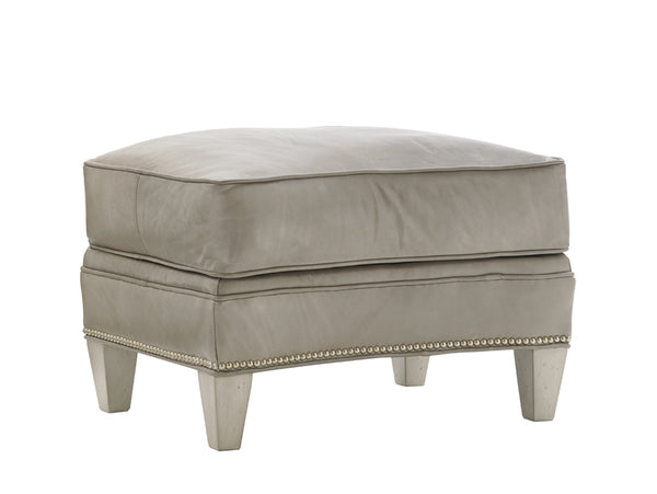 Lexington Bayville Leather Ottoman - Luxurious Comfort With Button-tufting, Antique Pewter Trim & Elegant Design   Ll7935-44-40