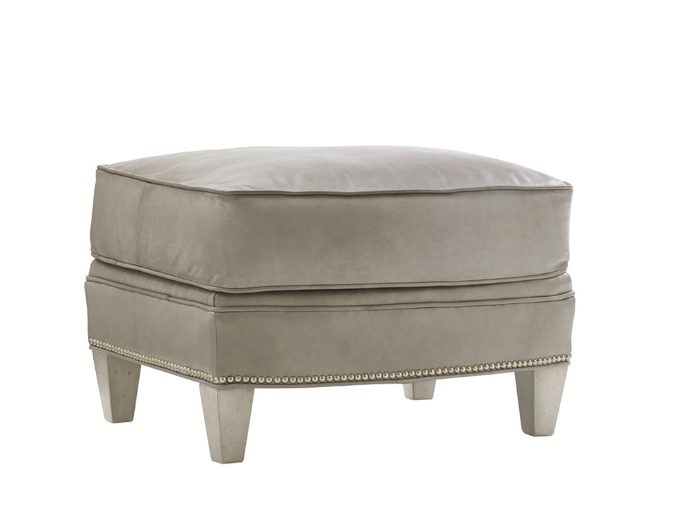 Lexington Bayville Leather Ottoman - Luxurious Comfort With Button-tufting, Antique Pewter Trim & Elegant Design   Ll7935-44-40