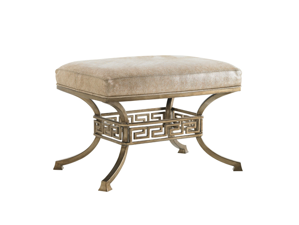 Lexington Beldon Leather Ottoman – Luxurious Upholstered Seating With Gold Leaf Finish For Elegant Spaces   Ll7492-44aa-40
